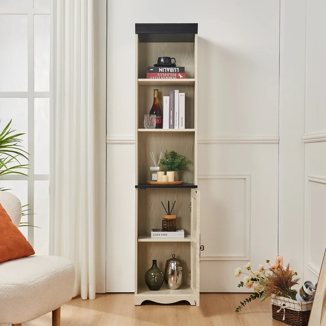 Alt view image 5 of 5 - 70.86"(180cm) Tall Free Combination Wood Storage Cabinet, Free-Standing Cube Cabinet with 5 Shelves, Living room Bookcase, Bedroom Display Cabinet Bookshelf, DIY Combination To Two Or More PCS Set WHI