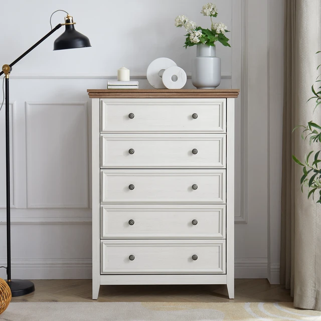 Alt view image 3 of 5 - Modern 5 Drawers Dresser 5 Drawers Cabinet,Chest of Drawers Closet Organizers and Storage Clothes Storage Drawers Cabinet for Living Room, Farmhouse Dresser Organizer BEIGE