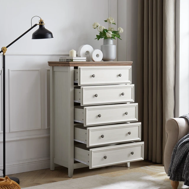 Alt view image 4 of 5 - Modern 5 Drawers Dresser 5 Drawers Cabinet,Chest of Drawers Closet Organizers and Storage Clothes Storage Drawers Cabinet for Living Room, Farmhouse Dresser Organizer BEIGE