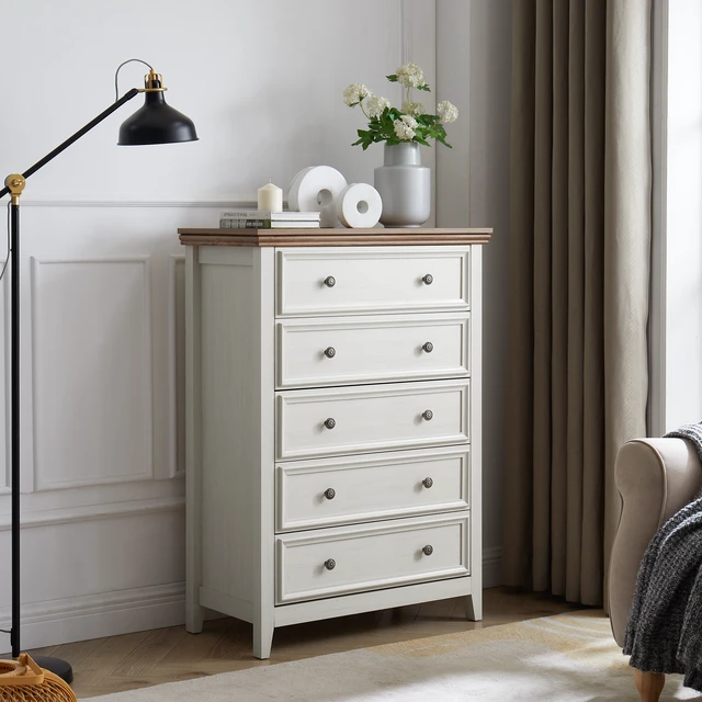 Alt view image 2 of 5 - Modern 5 Drawers Dresser 5 Drawers Cabinet,Chest of Drawers Closet Organizers and Storage Clothes Storage Drawers Cabinet for Living Room, Farmhouse Dresser Organizer BEIGE