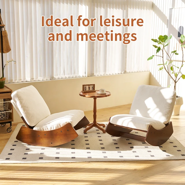 Alt view image 4 of 7 - Comfortable Glider Rocking Chair, High-Quality Upholstery Glider Chair, Solid Wood Frame, Perfect for Multiple Settings Accent Reading Chair for Bedroom,Living Room