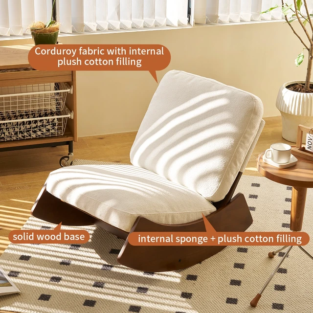 Alt view image 3 of 7 - Comfortable Glider Rocking Chair, High-Quality Upholstery Glider Chair, Solid Wood Frame, Perfect for Multiple Settings Accent Reading Chair for Bedroom,Living Room