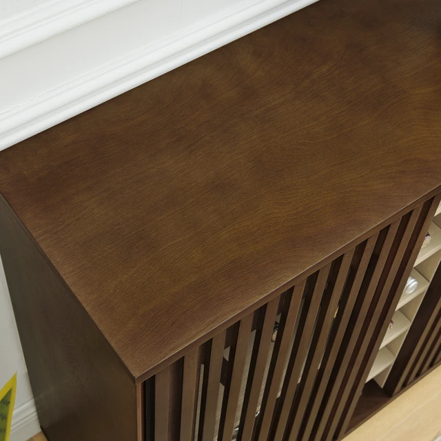 Alt view image 6 of 7 - Mid Century Modern Fluted Hollowed Out Liquor Cabinet, Buffet Cabinet with Wine Glass Holder & Wine Rack, Storage Cabinet for Living Room, Entryway, Hallway, Dining Room, Kitchen