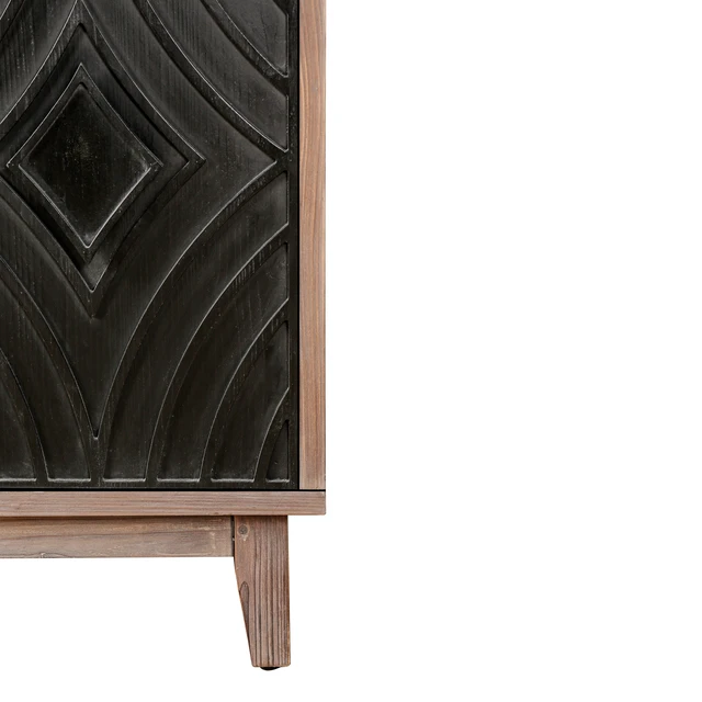 Alt view image 6 of 7 - Mid Century Sideboard Buffet Cabinet with Solid Wood Legs 60" Kitchen Storage Cabinet Credenza with 4 Convex pattern diamond Doors and 2 Shelves Accent Console Table for Living Room Entrance Hall etc
