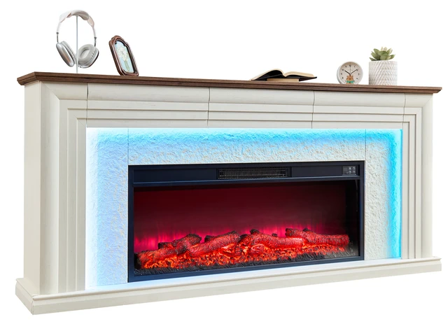 Alt view image 2 of 7 - 42" Width Electric Fireplace Inserts with Adjustable Flame Colors, Fireplace Heater with Touch Screen & Remote Control, Recessed in Wall, 750/1500W, Timer