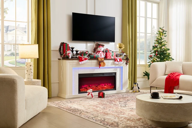 Alt view image 6 of 7 - 42" Width Electric Fireplace Inserts with Adjustable Flame Colors, Fireplace Heater with Touch Screen & Remote Control, Recessed in Wall, 750/1500W, Timer