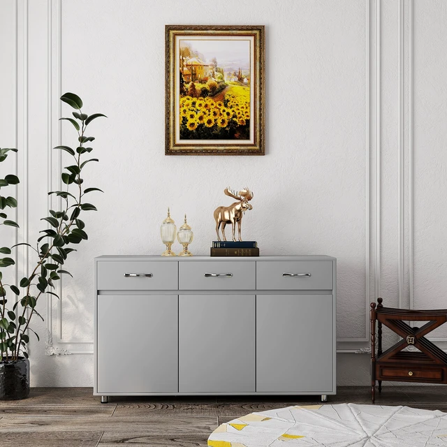 Alt view image 4 of 7 - Three Doors Side Table-Grey