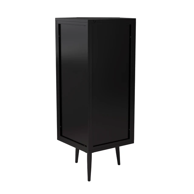 Alt view image 7 of 7 - 22.25'' Floor Coner Cabinet,Three Tiers with Tempered Glass Doors and Storage Shelves for Bathroom, Living Room and Bedroom (Black)(same sku:W757P180792)