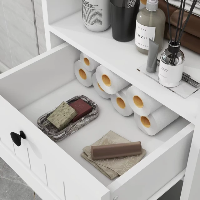 Alt view image 5 of 7 - One-Compartment One-Drawer Tilt-Out Laundry Sorter Cabinet - White