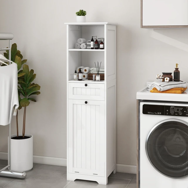 Main image of One-Compartment One-Drawer Tilt-Out Laundry Sorter Cabinet - White