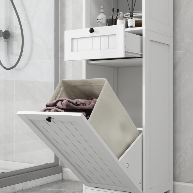 Alt view image 6 of 7 - One-Compartment One-Drawer Tilt-Out Laundry Sorter Cabinet - White