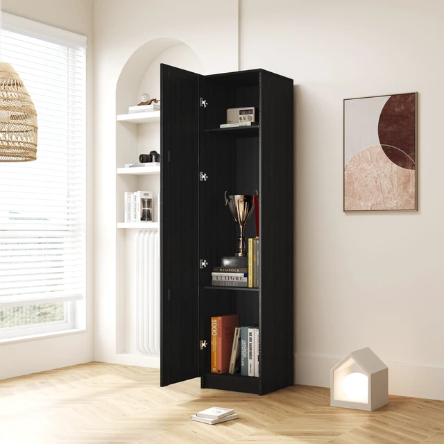 Main image of Stackable Wall Mounted Storage Cabinet, 15.75" D x 15.75" W x 70.87" H,black