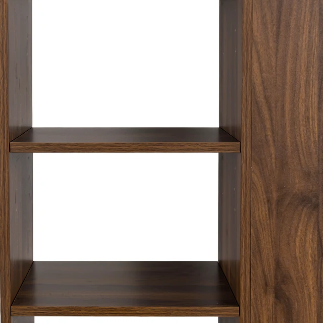 Alt view image 7 of 7 - 70.87" H Display Storage Cabinet , 4-Tier Shelf, 3 Side Drawers & 4 small display shelves , Modern Wooden Tall Bookshelf Bookcase for Living Room Home Office