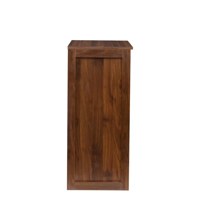 Alt view image 6 of 7 - Brown walnut color modular wine bar Cabinet with Storage Shelves with Hutch for Dining Room
