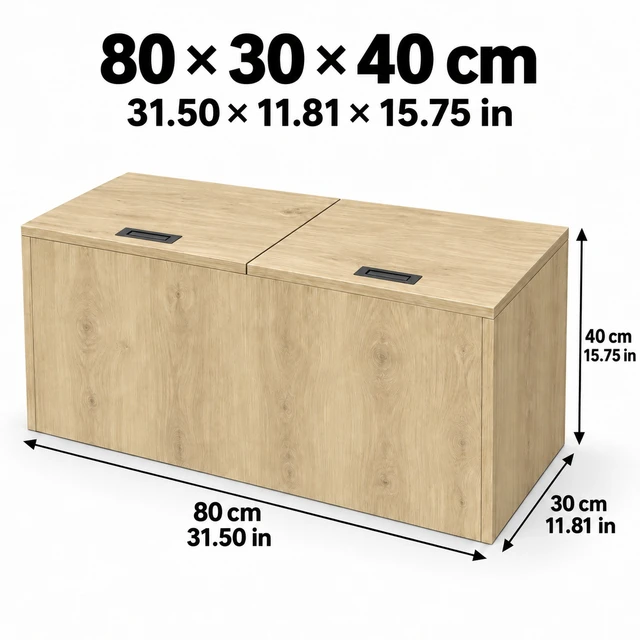 Alt view image 2 of 7 - 31" x 11" x 15" Modular Wooden Storage Cabinet, LiftTop Storage Bench Suitable for Placement in Narrow Spaces, Combinable Multiple Units Storage Chest for Bedroom, Living Room, Entryway-Natural Wood