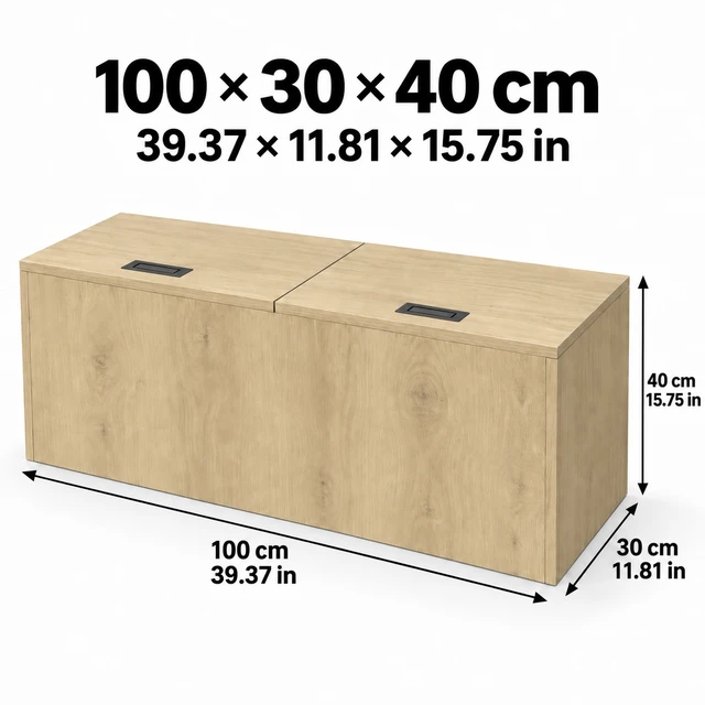 Alt view image 2 of 7 - 39" x 11" x 15" Modular Wooden Storage Cabinet, LiftTop Storage Bench Suitable for Placement in Narrow Spaces, Combinable Multiple Units Storage Chest for Bedroom, Living Room, Entryway-Natural Wood