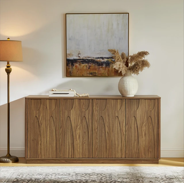 Main image of 64-Inch TV Stand/Sideboard/Storage Cabinet with Magnetic Doors Fits Up to 74-Inch TVs; Entertainment Center Featuring Storage Space and Adjustable Shelves Modern Media Console