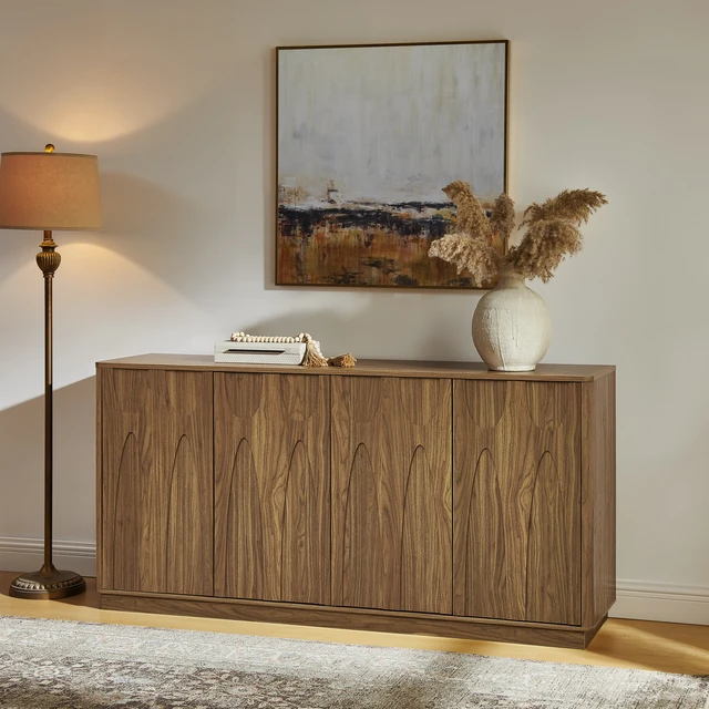 Alt view image 4 of 7 - 64-Inch TV Stand/Sideboard/Storage Cabinet with Magnetic Doors Fits Up to 74-Inch TVs; Entertainment Center Featuring Storage Space and Adjustable Shelves Modern Media Console