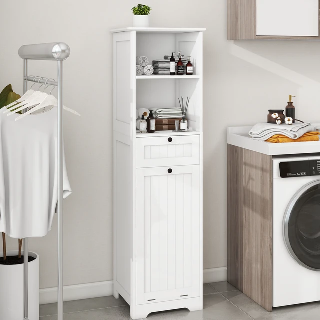 Alt view image 3 of 7 - One-Compartment One-Drawer Tilt-Out Laundry Sorter Cabinet - White
