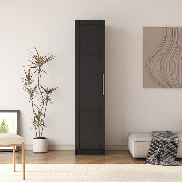 Alt view image 2 of 7 - Stackable Wall Mounted Storage Cabinet, 15.75" D x 15.75" W x 70.87" H,black