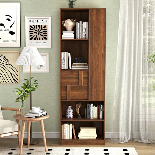 Alt view image 2 of 7 - Tall Storage Cabinet with Drawers & Open Shelves, Freestanding Bookshelf Organizer for Bathroom, Bedroom, Living Room