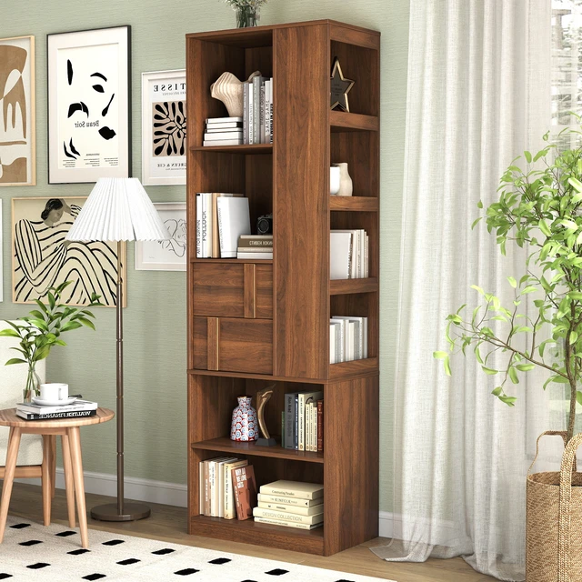 Alt view image 3 of 7 - Tall Storage Cabinet with Drawers & Open Shelves, Freestanding Bookshelf Organizer for Bathroom, Bedroom, Living Room