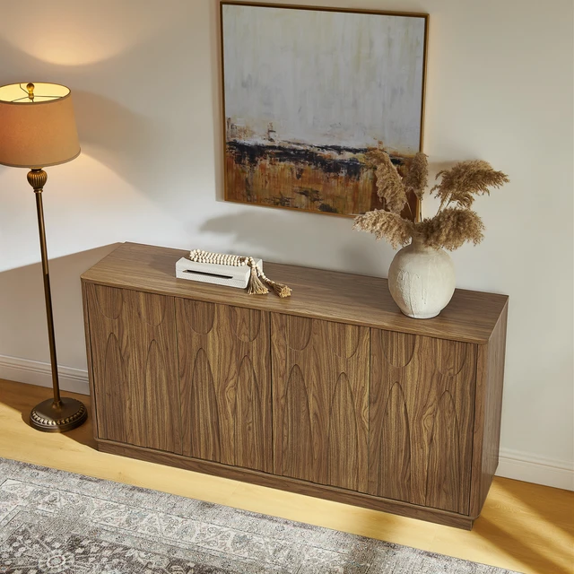 Alt view image 2 of 7 - 64-Inch TV Stand/Sideboard/Storage Cabinet with Magnetic Doors Fits Up to 74-Inch TVs; Entertainment Center Featuring Storage Space and Adjustable Shelves Modern Media Console