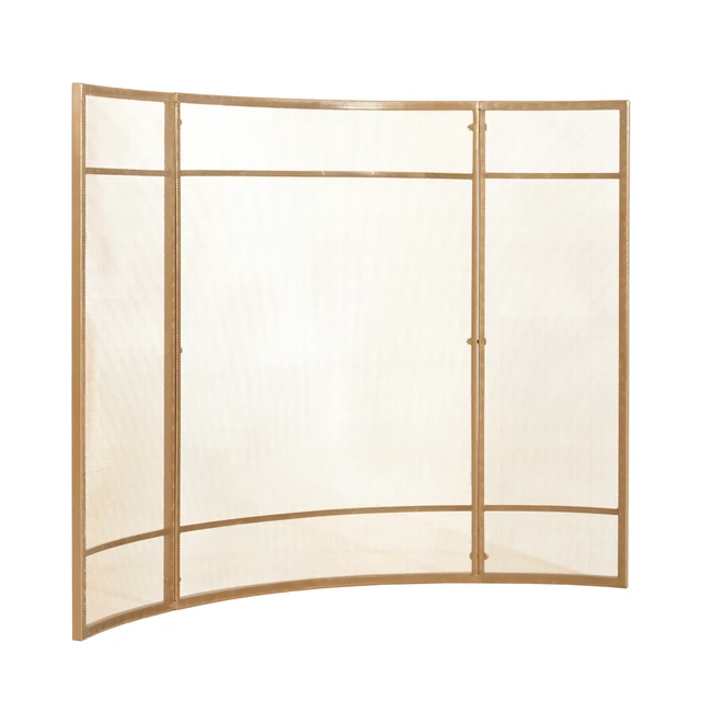 Alt view image 7 of 7 - Regina 1-Panel Curve Iron Fireplace Screen 38" x 32", Golden Finish