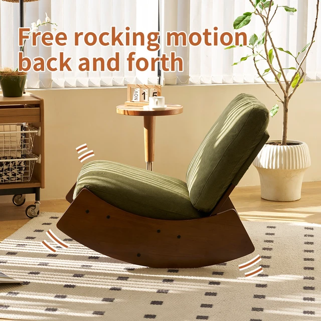 Alt view image 4 of 7 - Comfortable Glider Rocking Chair, High-Quality Upholstery Glider Chair, Solid Wood Frame, Perfect for Multiple Settings Accent Reading Chair for Bedroom,Living Room