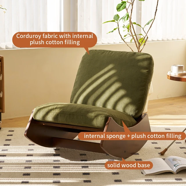 Alt view image 3 of 7 - Comfortable Glider Rocking Chair, High-Quality Upholstery Glider Chair, Solid Wood Frame, Perfect for Multiple Settings Accent Reading Chair for Bedroom,Living Room