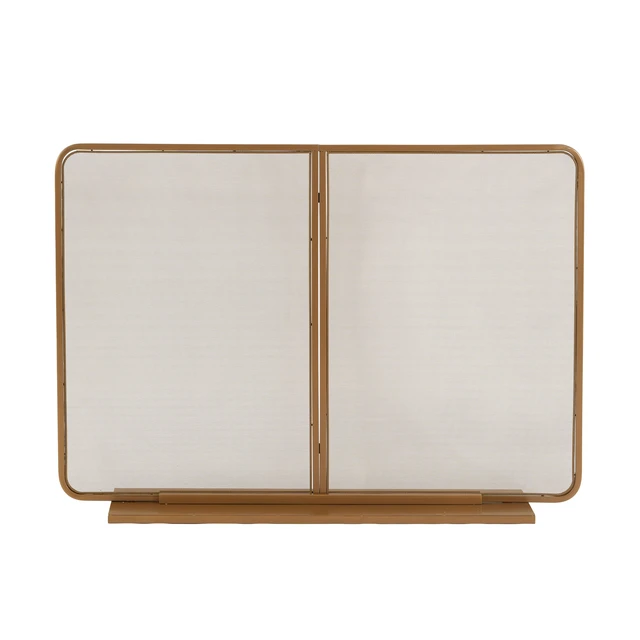 Alt view image 2 of 7 - Gold TwoPanel Freestanding Fireplace Screen, 50" W × 35" H Iron Mesh Fire Spark Barrier for Home Indoor Fireplace