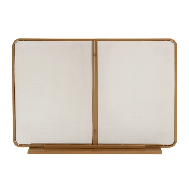 Alt view image 6 of 7 - Gold TwoPanel Freestanding Fireplace Screen, 50" W × 35" H Iron Mesh Fire Spark Barrier for Home Indoor Fireplace