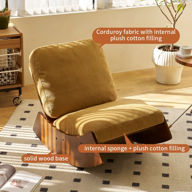 Alt view image 4 of 7 - Comfortable Glider Rocking Chair, High-Quality Upholstery Glider Chair, Solid Wood Frame, Perfect for Multiple Settings Accent Reading Chair for Bedroom,Living Room