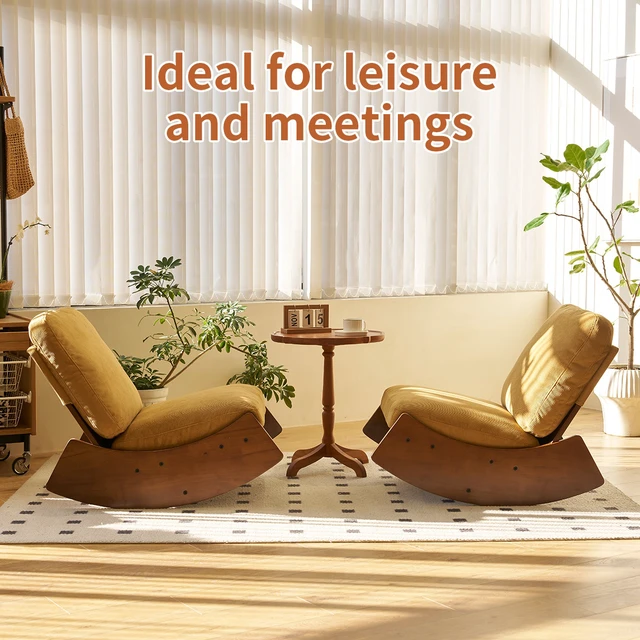 Alt view image 3 of 7 - Comfortable Glider Rocking Chair, High-Quality Upholstery Glider Chair, Solid Wood Frame, Perfect for Multiple Settings Accent Reading Chair for Bedroom,Living Room