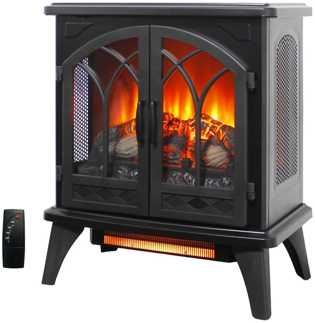 Main image of 24 inch 3D Flame Electric Infrared Quartz Fireplace Stove with remote control
