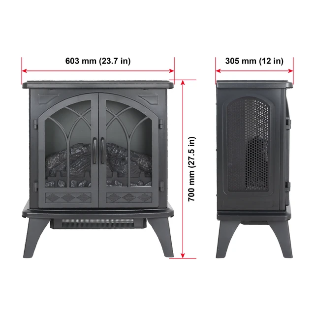 Alt view image 6 of 7 - 24 inch 3D Flame Electric Infrared Quartz Fireplace Stove with remote control