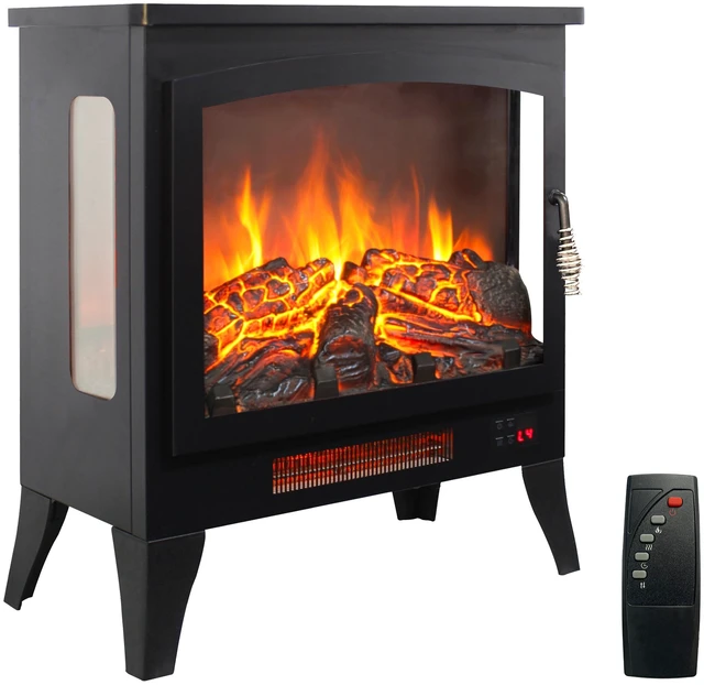 Main image of 21 inchThree-sided Freestanding Electric Fireplace Stove heater with 3D Flame effect with remote control