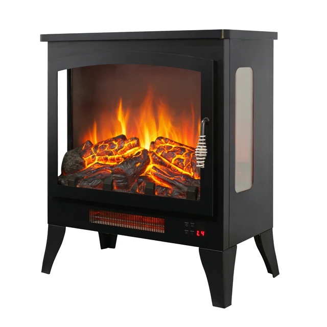 Alt view image 2 of 7 - 21 inchThree-sided Freestanding Electric Fireplace Stove heater with 3D Flame effect with remote control