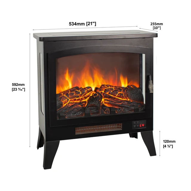Alt view image 6 of 7 - 21 inchThree-sided Freestanding Electric Fireplace Stove heater with 3D Flame effect with remote control