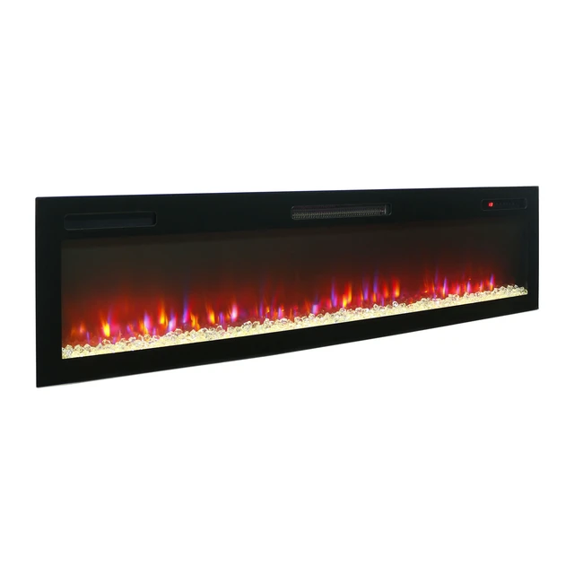 Alt view image 2 of 7 - 62 " Recessed and Wall Mounted Electric Fireplace, Low Noise, Remote Control with Timer, Touch Screen, Adjustable Flame Color and Speed, 750-1500W