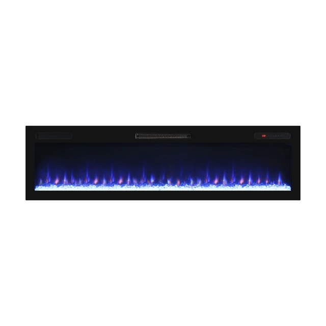 Alt view image 3 of 7 - 62 " Recessed and Wall Mounted Electric Fireplace, Low Noise, Remote Control with Timer, Touch Screen, Adjustable Flame Color and Speed, 750-1500W