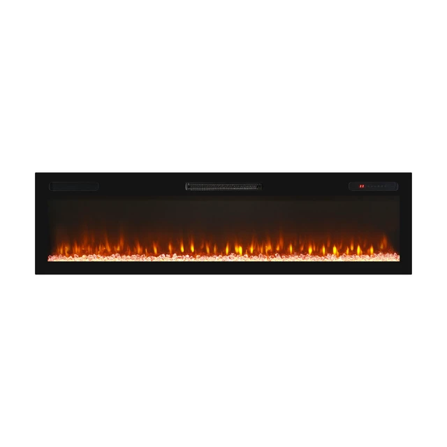 Alt view image 4 of 7 - 62 " Recessed and Wall Mounted Electric Fireplace, Low Noise, Remote Control with Timer, Touch Screen, Adjustable Flame Color and Speed, 750-1500W