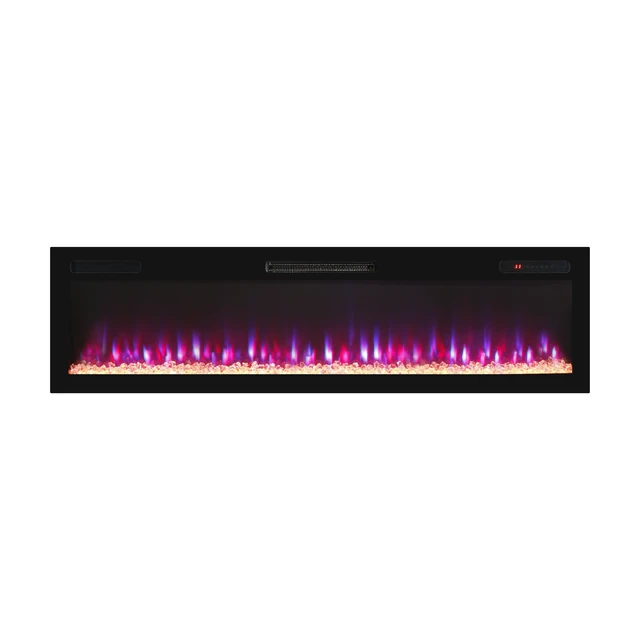 Alt view image 6 of 7 - 62 " Recessed and Wall Mounted Electric Fireplace, Low Noise, Remote Control with Timer, Touch Screen, Adjustable Flame Color and Speed, 750-1500W