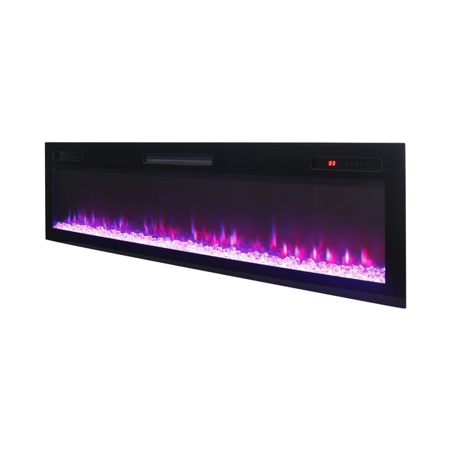 Alt view image 5 of 7 - 62 " Recessed and Wall Mounted Electric Fireplace, Low Noise, Remote Control with Timer, Touch Screen, Adjustable Flame Color and Speed, 750-1500W