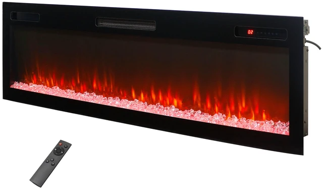 Main image of 62 " Recessed and Wall Mounted Electric Fireplace, Low Noise, Remote Control with Timer, Touch Screen, Adjustable Flame Color and Speed, 750-1500W