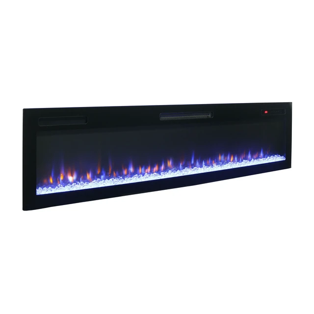 Alt view image 7 of 7 - 62 " Recessed and Wall Mounted Electric Fireplace, Low Noise, Remote Control with Timer, Touch Screen, Adjustable Flame Color and Speed, 750-1500W