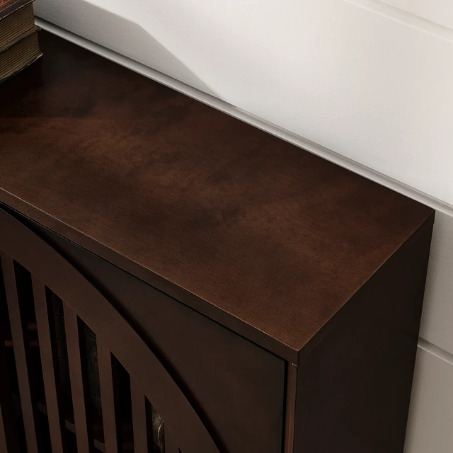 Alt view image 7 of 7 - Mid Century Modern Fluted Sideboard Cabinet with 2 Outlet Holes, Buffet Cabinet with Storage, Narrow Side Cabinet for Living Room Entryway Hallway Kitchen Coffee Bar, Dark Walnut