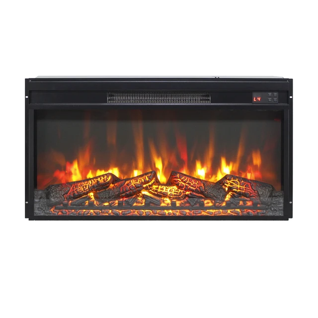 Alt view image 3 of 7 - 30 inch electric fireplace insert, ultra thin heater with log set & realistic flame, remote control with timer, overheating protection