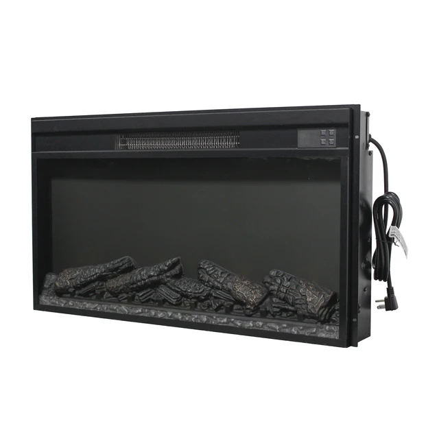 Alt view image 4 of 7 - 30 inch electric fireplace insert, ultra thin heater with log set & realistic flame, remote control with timer, overheating protection