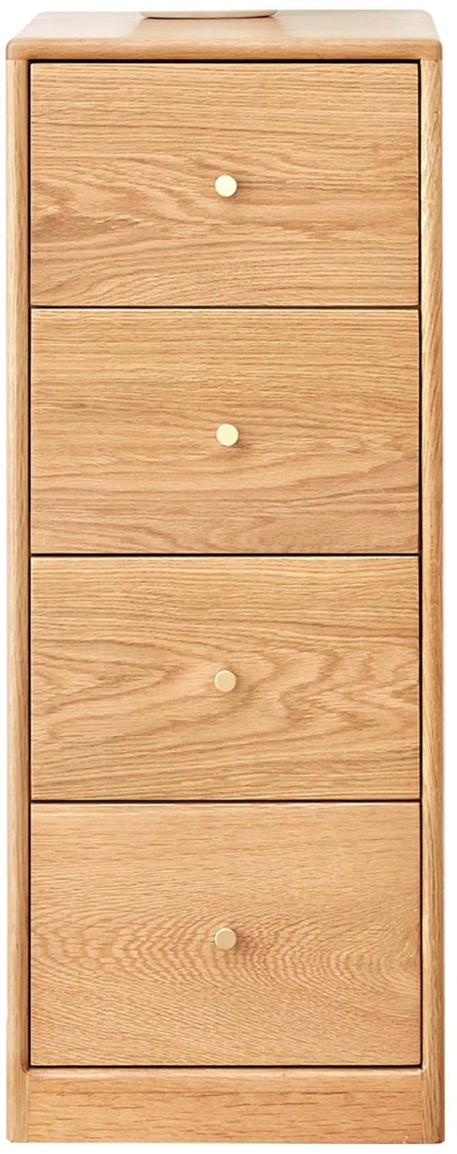 Main image of Solid Oak Bedside Table Storage Cabinet for Living Room - Free-Standing Corner Cabinets Storage Table-Four Drawers